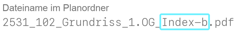 Ausschnitt: Dateiname 2531_102_Grundriss_1.OG_Index-b.pdf, der Index b türkis umrandet.